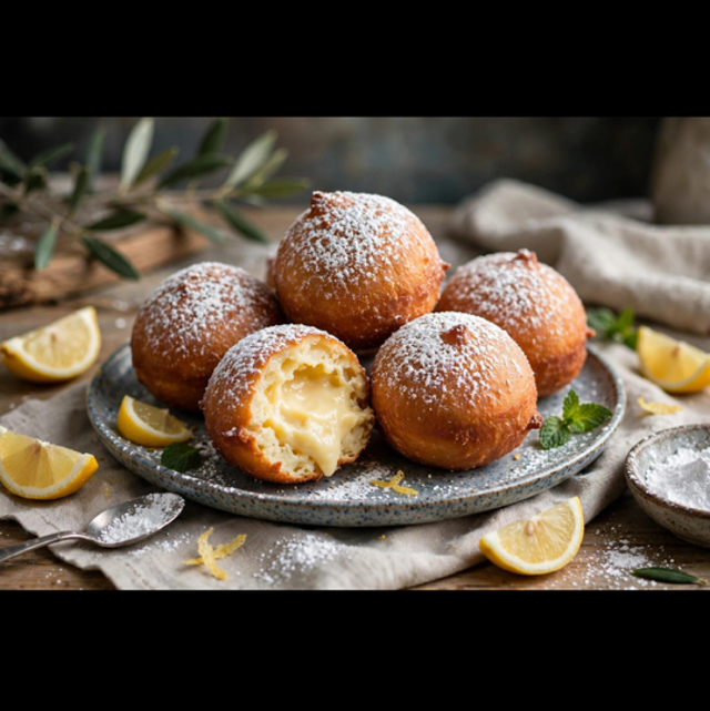 Zeppoles with Cannoli Cream.